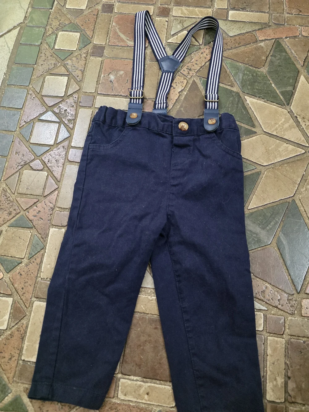Baby B’gosh Knit Denim Jeans with Suspenders Lot Of 2 3/6  Month